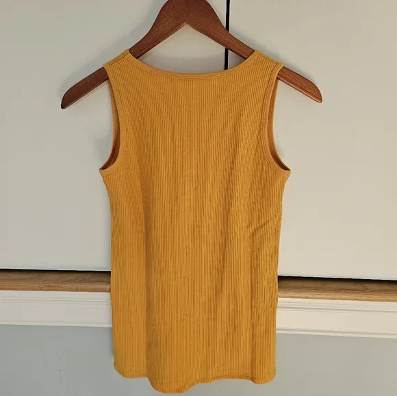 NWT Merino Wool Tank Top in Marigold Size Small (Vivi Ribbed Tank by Woolx) - Picture 3 of 5